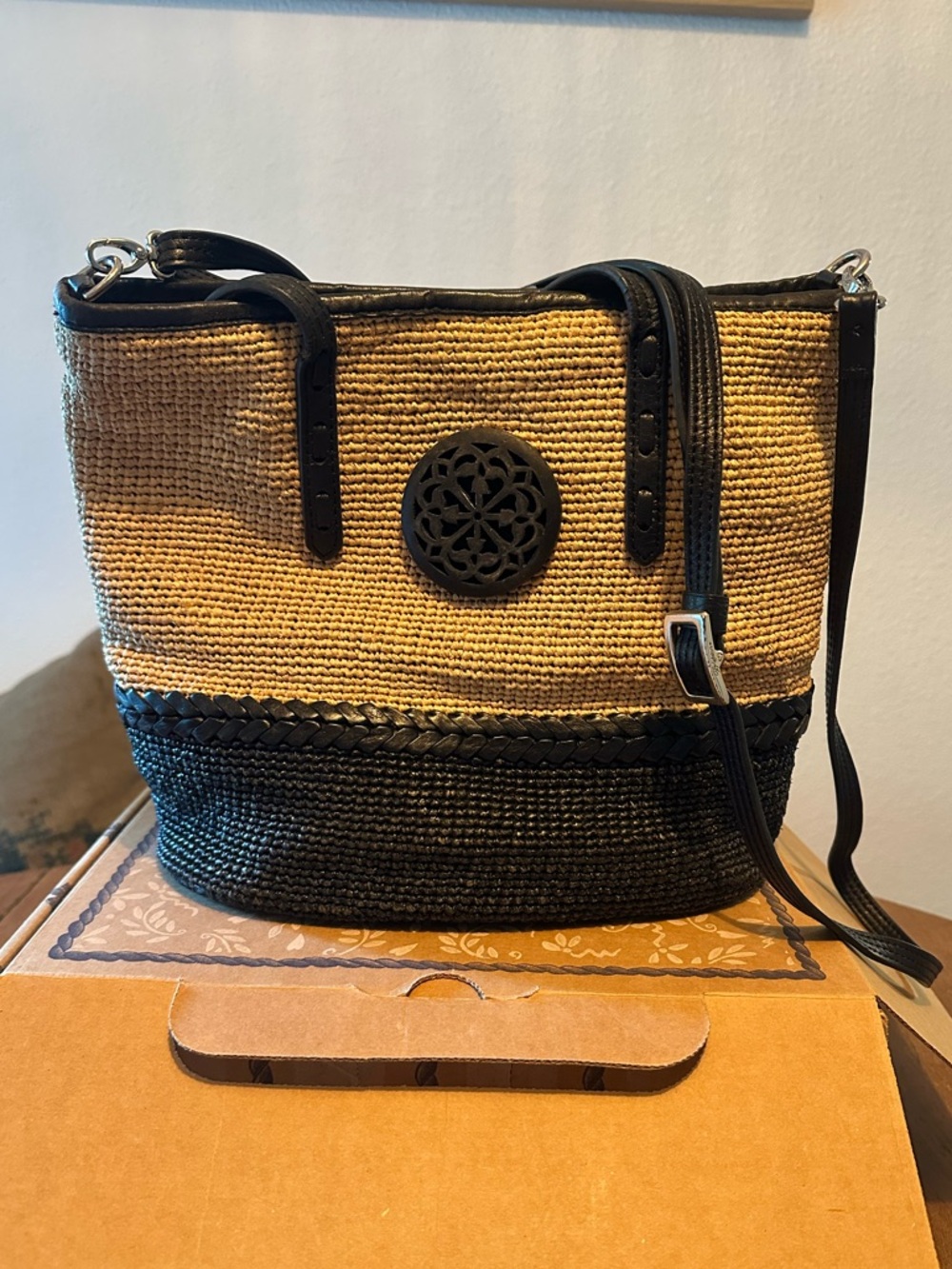 Brighton Woven Tan and Black Bag